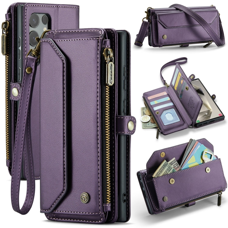 For Samsung Galaxy S24 Ultra 5G CaseMe C36 Card Slots Zipper Wallet RFID Anti-theft Leather Phone Case(Purple) - HoMEdemic™ 