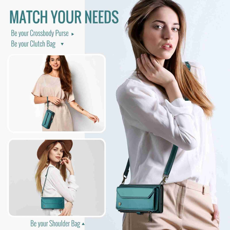 For Samsung Galaxy S24 Ultra 5G CaseMe C36 Card Slots Zipper Wallet RFID Anti-theft Leather Phone Case(Blue-green) - HoMEdemic™ 
