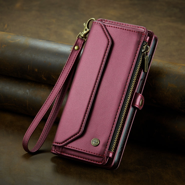 For Samsung Galaxy S24 Ultra 5G CaseMe C36 Card Slots Zipper Wallet RFID Anti-theft Leather Phone Case(Wine Red) - HoMEdemic™ 