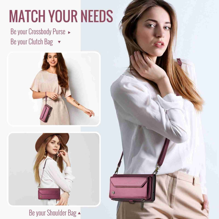 For Samsung Galaxy S24 Ultra 5G CaseMe C36 Card Slots Zipper Wallet RFID Anti-theft Leather Phone Case(Wine Red) - HoMEdemic™ 