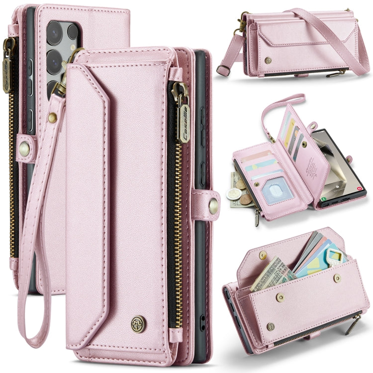 For Samsung Galaxy S24 Ultra 5G CaseMe C36 Card Slots Zipper Wallet RFID Anti-theft Leather Phone Case(Pink) - HoMEdemic™ 