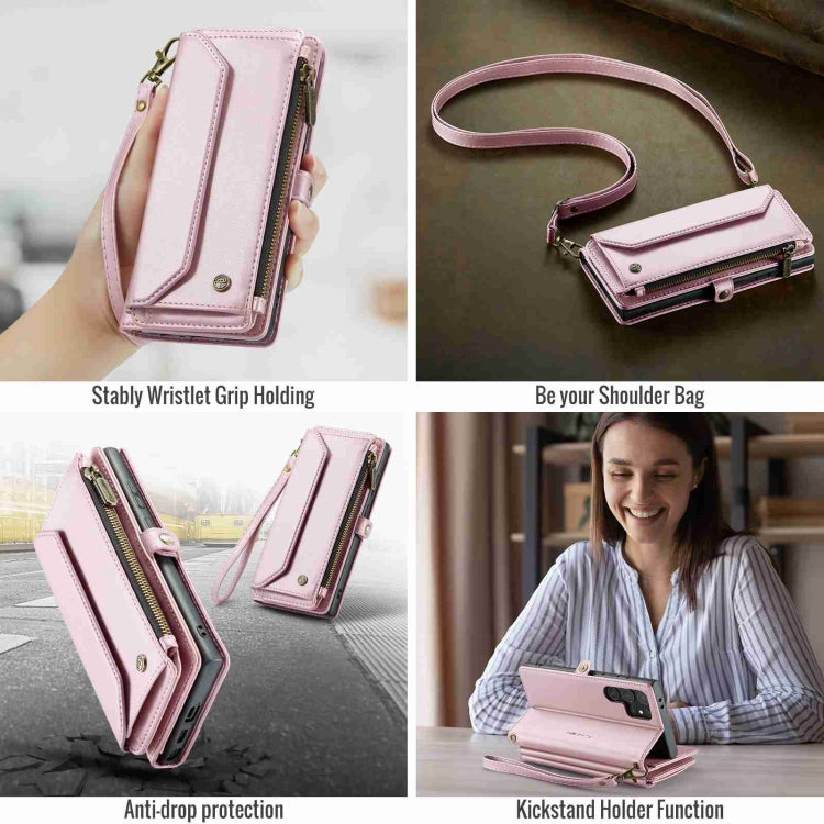 For Samsung Galaxy S24 Ultra 5G CaseMe C36 Card Slots Zipper Wallet RFID Anti-theft Leather Phone Case(Pink) - HoMEdemic™ 