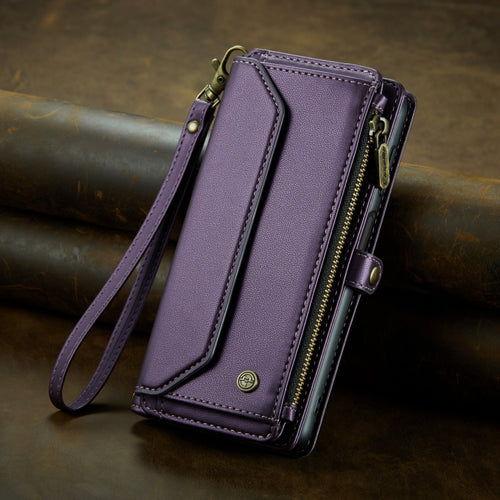 For Samsung Galaxy S24 5G CaseMe C36 Card Slots Zipper Wallet RFID Anti-theft Leather Phone Case(Purple) - HoMEdemic™ 