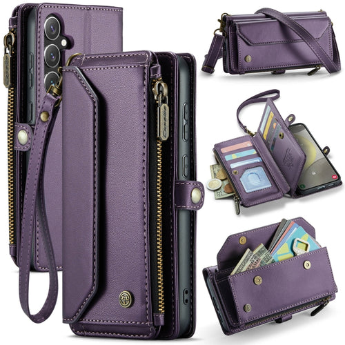 For Samsung Galaxy S24 5G CaseMe C36 Card Slots Zipper Wallet RFID Anti-theft Leather Phone Case(Purple) - HoMEdemic™ 