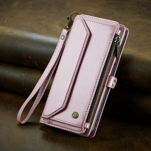 For Samsung Galaxy S24 5G CaseMe C36 Card Slots Zipper Wallet RFID Anti-theft Leather Phone Case(Pink) - HoMEdemic™ 