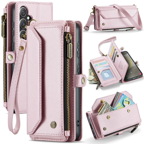 For Samsung Galaxy S24 5G CaseMe C36 Card Slots Zipper Wallet RFID Anti-theft Leather Phone Case(Pink) - HoMEdemic™ 