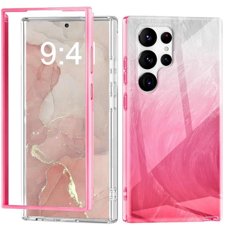 For Samsung Galaxy S24 Ultra 5G IMD Gradient Feather PC + TPU Phone Case(Rose Red) - HoMEdemic™ 
