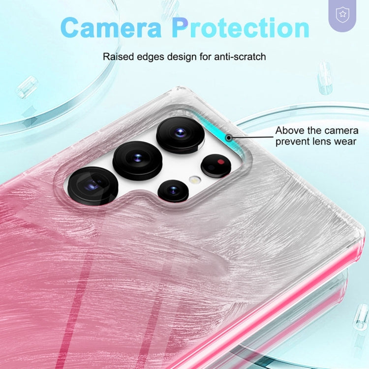 For Samsung Galaxy S24 Ultra 5G IMD Gradient Feather PC + TPU Phone Case(Rose Red) - HoMEdemic™ 