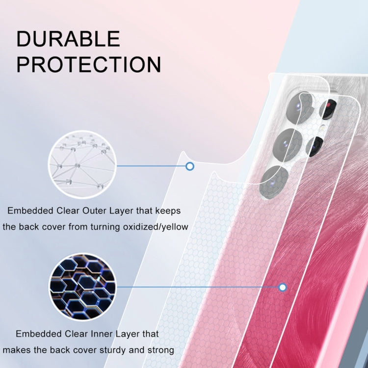 For Samsung Galaxy S24 Ultra 5G IMD Gradient Feather PC + TPU Phone Case(Rose Red) - HoMEdemic™ 