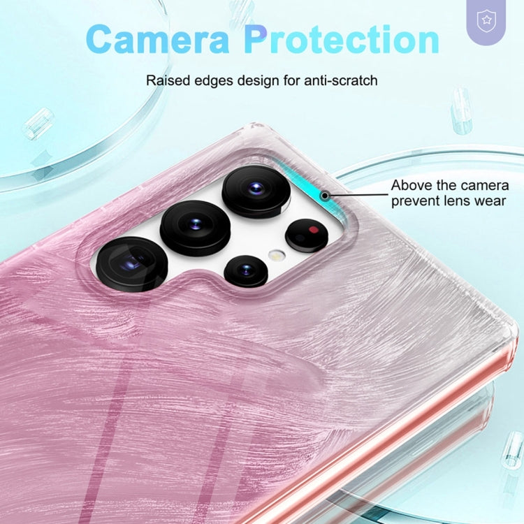 For Samsung Galaxy S24 Ultra 5G IMD Gradient Feather PC + TPU Phone Case(Light Pink) - HoMEdemic™ 