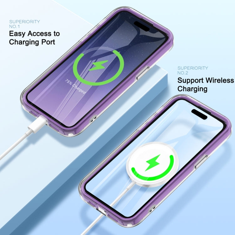 For iPhone 15 Pro Max IMD Gradient Feather PC Hybrid TPU Phone Case(Purple) - HoMEdemic™ 