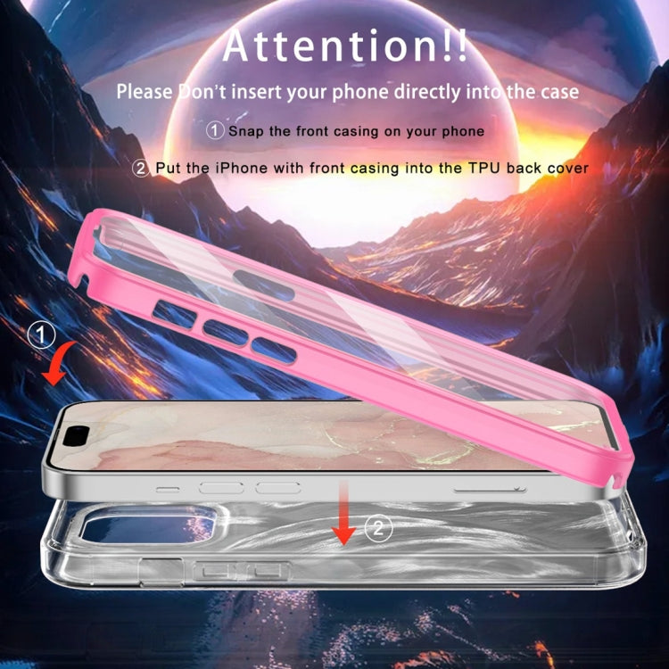 For iPhone 15 Pro IMD Gradient Feather PC Hybrid TPU Phone Case(Rose Red) - HoMEdemic™ 