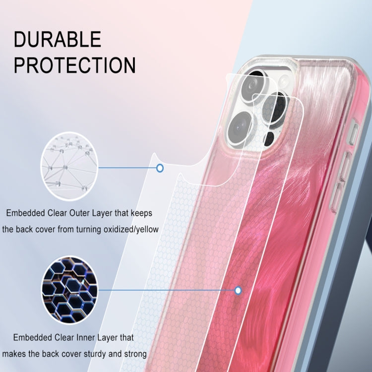 For iPhone 15 Pro IMD Gradient Feather PC Hybrid TPU Phone Case(Rose Red) - HoMEdemic™ 