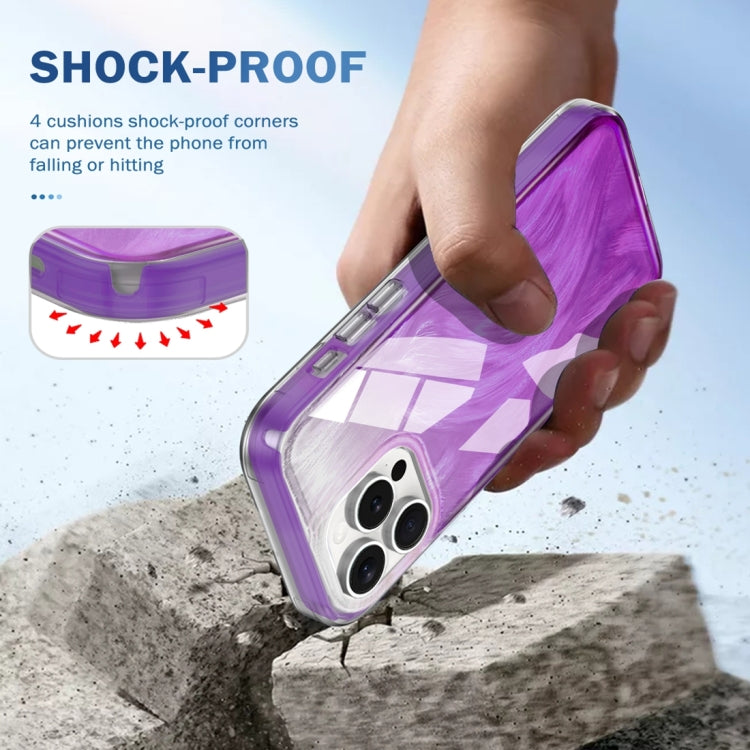 For iPhone 15 Pro IMD Gradient Feather PC Hybrid TPU Phone Case(Purple) - HoMEdemic™ 