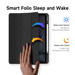 For iPad Air 13 2024 / 2025 DUX DUCIS Magi Series Smart Leather Tablet Case(Black) - HoMEdemic™ 