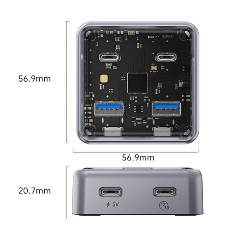 ORICO XHJ2U2C-G2 4-Port Compact Zinc Alloy USB 3.0 HUB Expand Converter(Silver) - HoMEdemic™ 