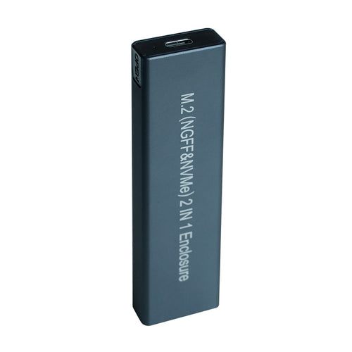 Aluminium Alloy M.2 NDFF&NVMe 2-in-1 External Hard Drive Enclosure(Dark Grey) - HoMEdemic™ 