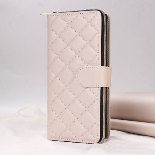 For Samsung Galaxy S24 5G Crossbody Rhombic Zipper Tower Buckle Leather Phone Case with Lanyard(Beige) - HoMEdemic™ 