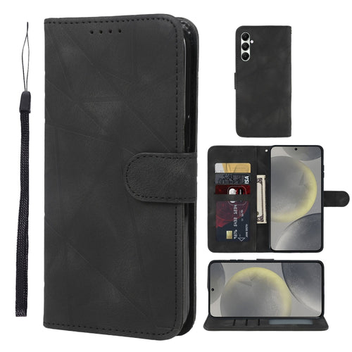 For Samsung Galaxy S24 5G Skin Feel Geometric Lines Leather Phone Case(Black) - HoMEdemic™ 