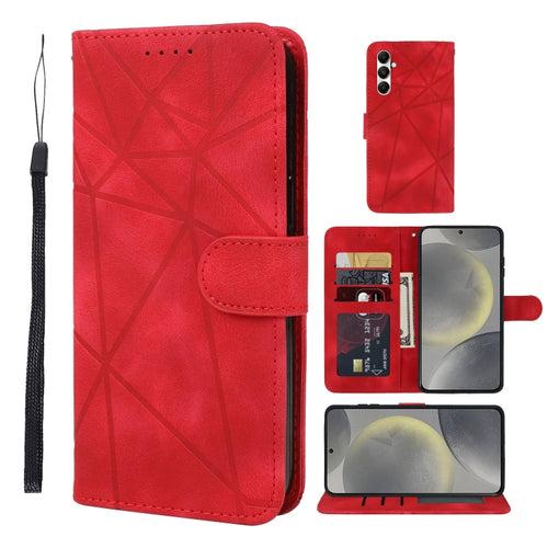 For Samsung Galaxy S24 5G Skin Feel Geometric Lines Leather Phone Case(Red) - HoMEdemic™ 