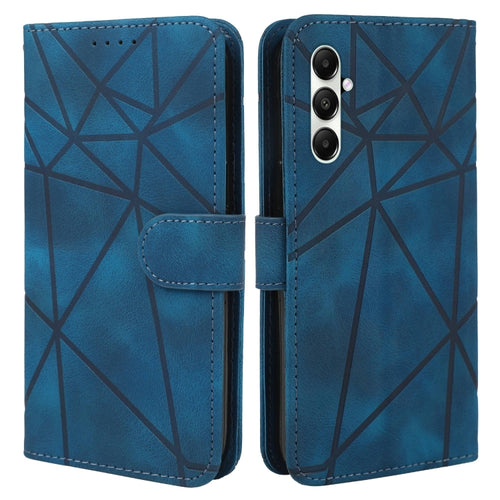 For Samsung Galaxy S24 5G Skin Feel Geometric Lines Leather Phone Case(Blue) - HoMEdemic™ 