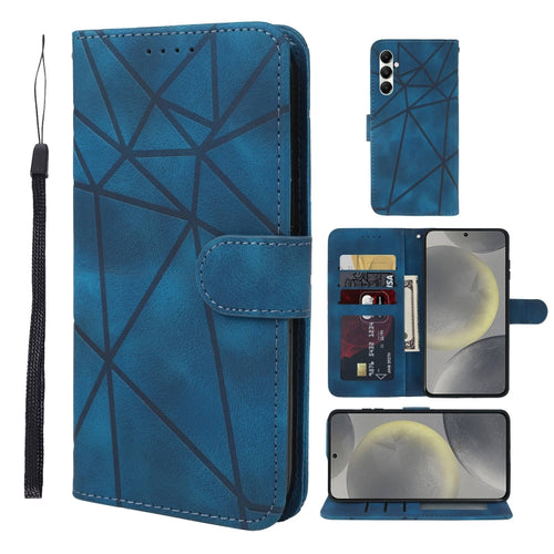 For Samsung Galaxy S24 5G Skin Feel Geometric Lines Leather Phone Case(Blue) - HoMEdemic™ 