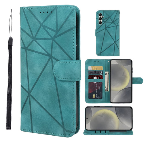 For Samsung Galaxy S24 5G Skin Feel Geometric Lines Leather Phone Case(Green) - HoMEdemic™ 