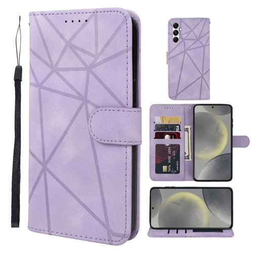 For Samsung Galaxy S24 5G Skin Feel Geometric Lines Leather Phone Case(Purple) - HoMEdemic™ 