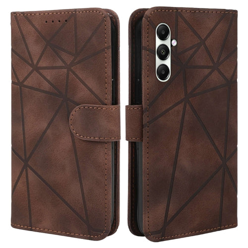 For Samsung Galaxy S24 5G Skin Feel Geometric Lines Leather Phone Case(Brown) - HoMEdemic™ 