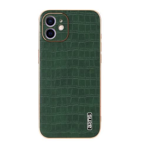 For iPhone 11 AZNS Electroplated Frame Crocodile Texture Full Coverage Phone Case(Green) - HoMEdemic™ 