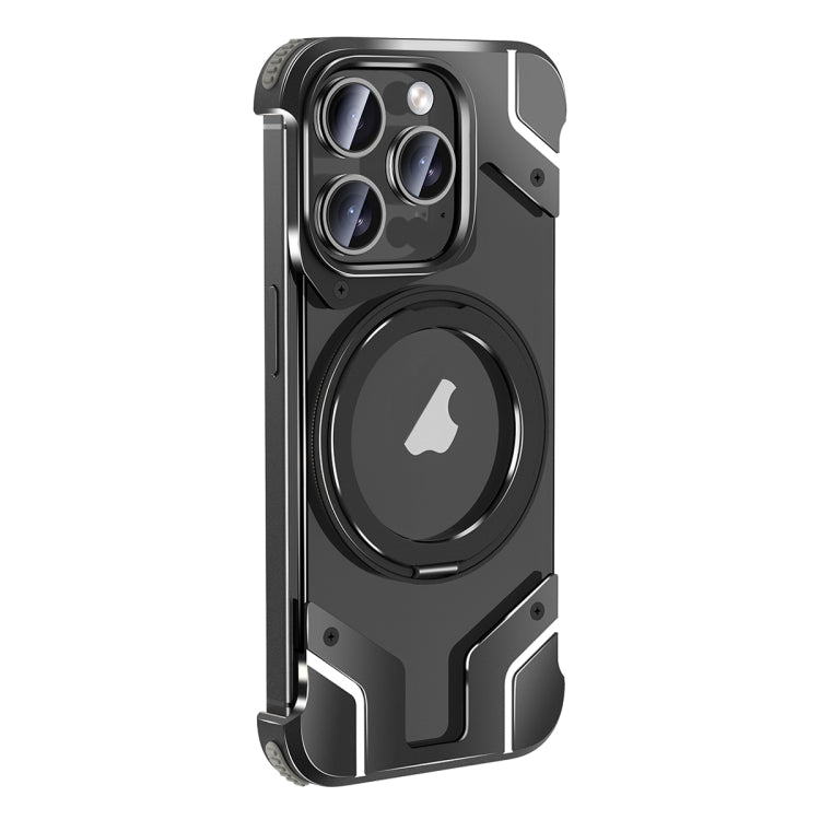 For iPhone 15 Pro Borderless MagSafe Rotating Holder Transparent Phone(Black) - HoMEdemic™ 