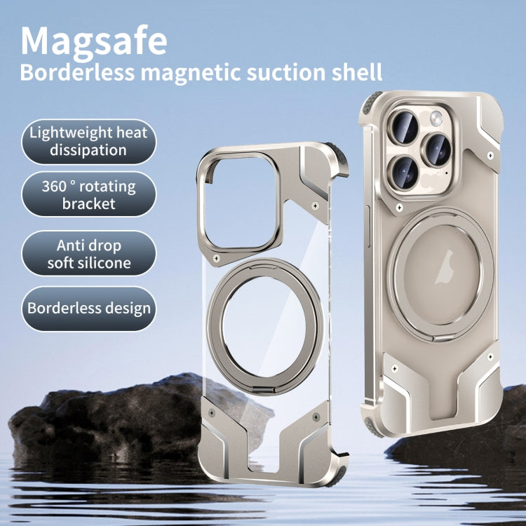 For iPhone 15 Pro Borderless MagSafe Rotating Holder Transparent Phone(Black) - HoMEdemic™ 