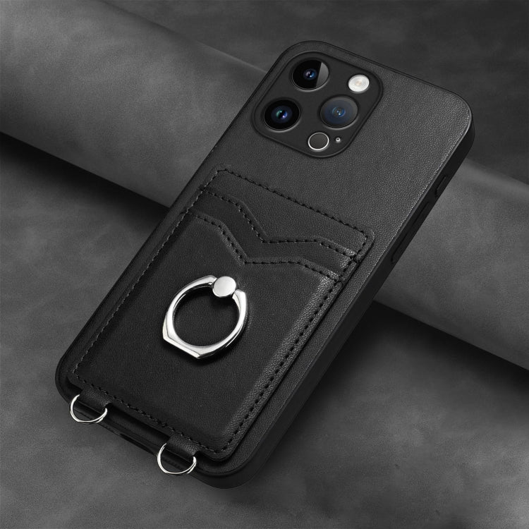 For iPhone 15 Pro Max R20 Ring Card Holder Phone Case(Black) - HoMEdemic™ 
