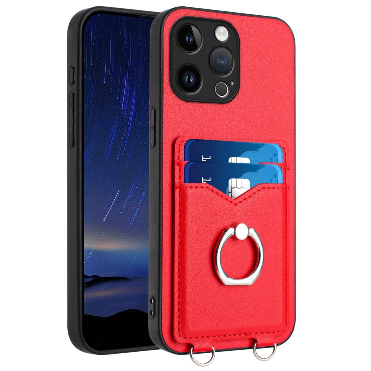 For iPhone 15 Pro Max R20 Ring Card Holder Phone Case(Red) - HoMEdemic™ 