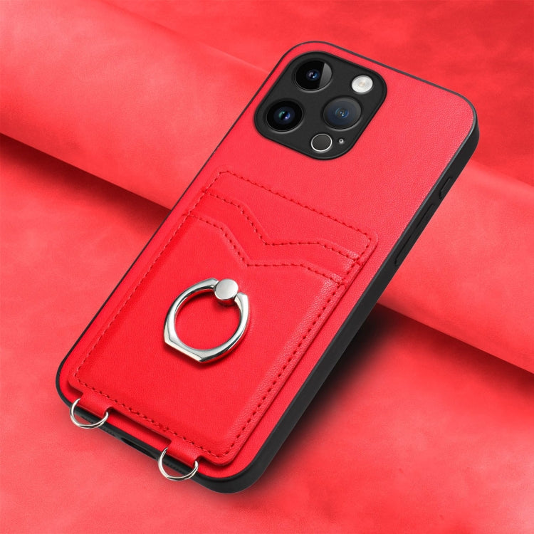 For iPhone 15 Pro Max R20 Ring Card Holder Phone Case(Red) - HoMEdemic™ 