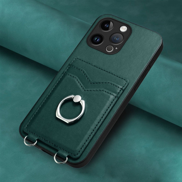 For iPhone 15 Pro Max R20 Ring Card Holder Phone Case(Green) - HoMEdemic™ 