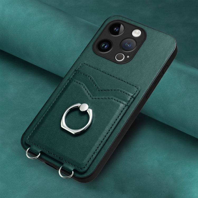 For iPhone 15 Pro R20 Ring Card Holder Phone Case(Green) - HoMEdemic™ 
