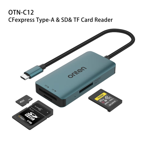 Onten C12 3 in 1 USB-C / Type-C to CFepress Type-A & SD & TF Card Reader(Pine Green) - HoMEdemic™ 