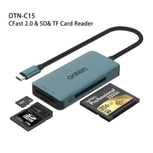 Onten C15 3 in 1 USB-C / Type-C to CFast 2.0 & SD & TF Card Reader(Pine Green) - HoMEdemic™ 