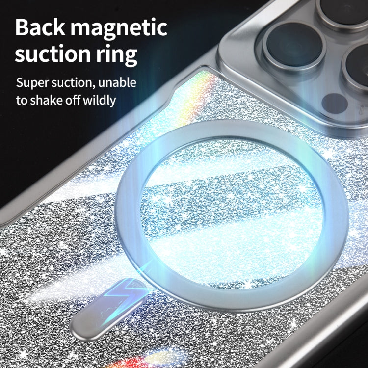 For iPhone 15 Pro Blade MagSafe Magnetic Gradient Glitter PC Phone Case(Titanium Grey) - HoMEdemic™ 