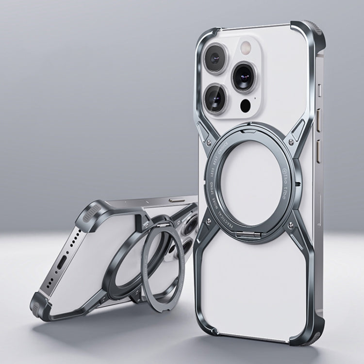 For iPhone 13 Pro / 14 Pro / 15 Pro Aluminum Alloy Frameless 360-Degree Rotating Phone Case(Grey) - HoMEdemic™ 