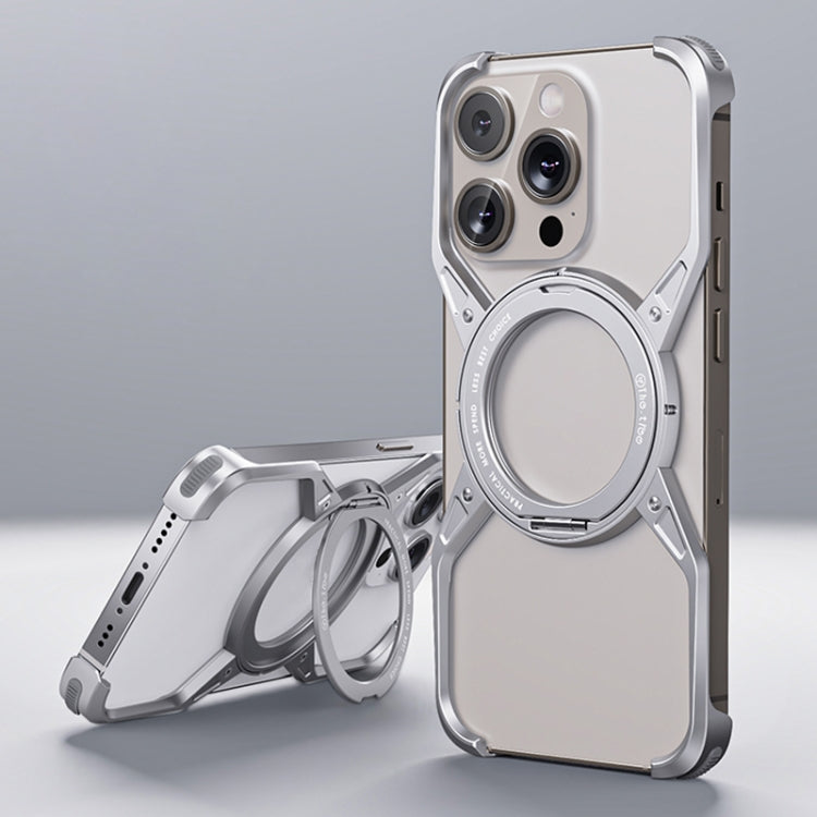 For iPhone 13 Pro / 14 Pro / 15 Pro Aluminum Alloy Frameless 360-Degree Rotating Phone Case(Silver) - HoMEdemic™ 