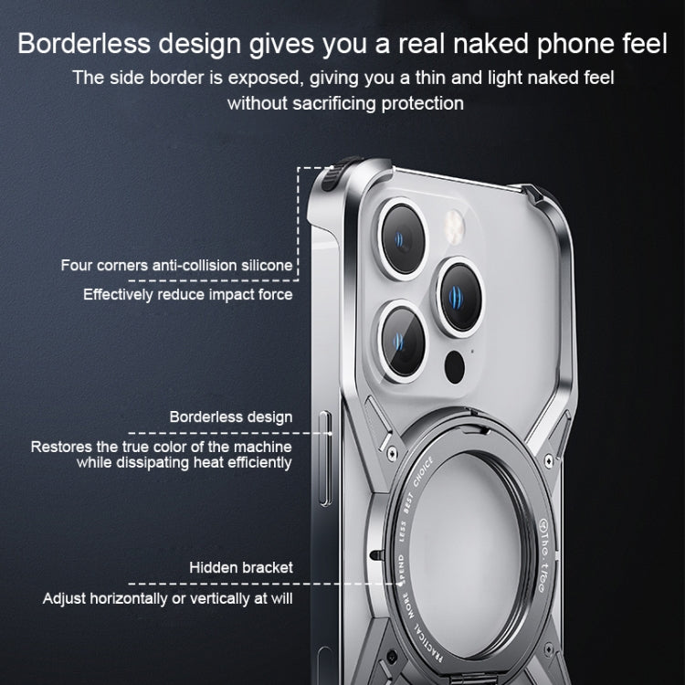 For iPhone 13 Pro / 14 Pro / 15 Pro Aluminum Alloy Frameless 360-Degree Rotating Phone Case(Silver) - HoMEdemic™ 