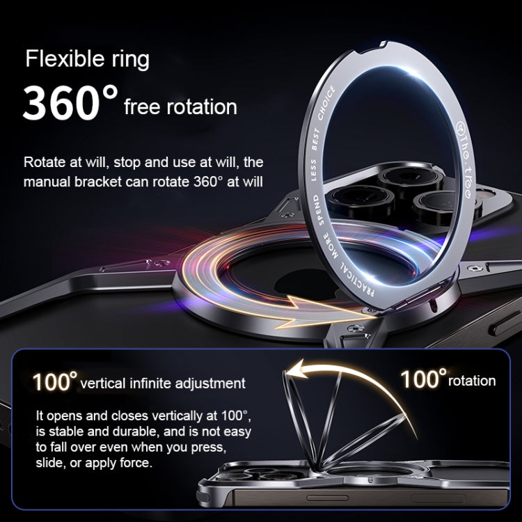 For iPhone 13 Pro / 14 Pro / 15 Pro Aluminum Alloy Frameless 360-Degree Rotating Phone Case(Silver) - HoMEdemic™ 