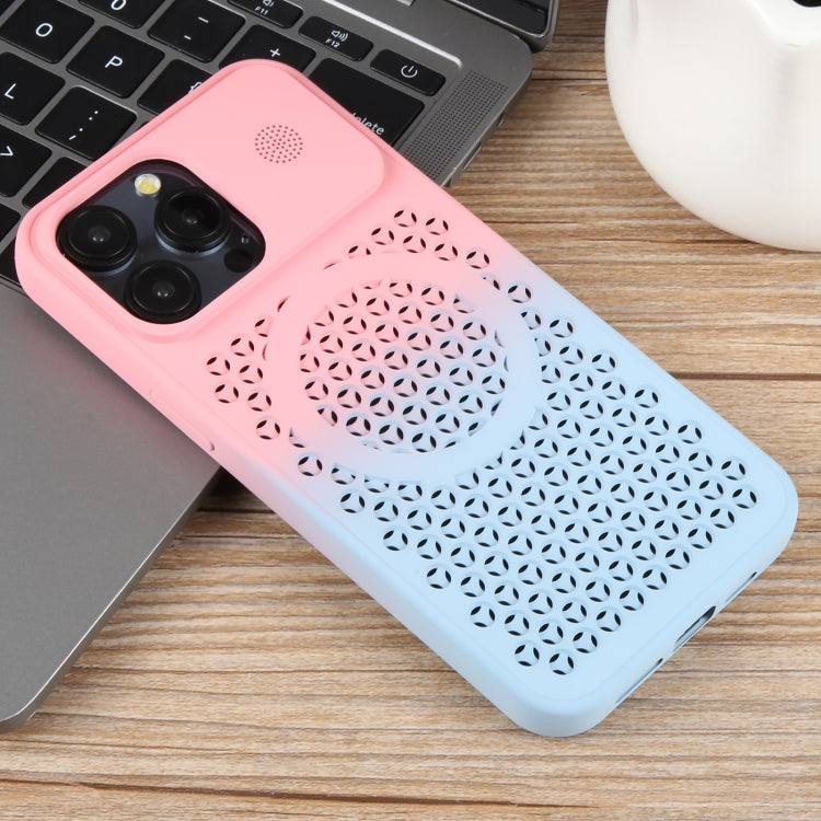 For iPhone 15 Pro Max Gradient Color Honeycomb Aromatherapy MagSafe Phone Case(Pink Blue) - HoMEdemic™ 