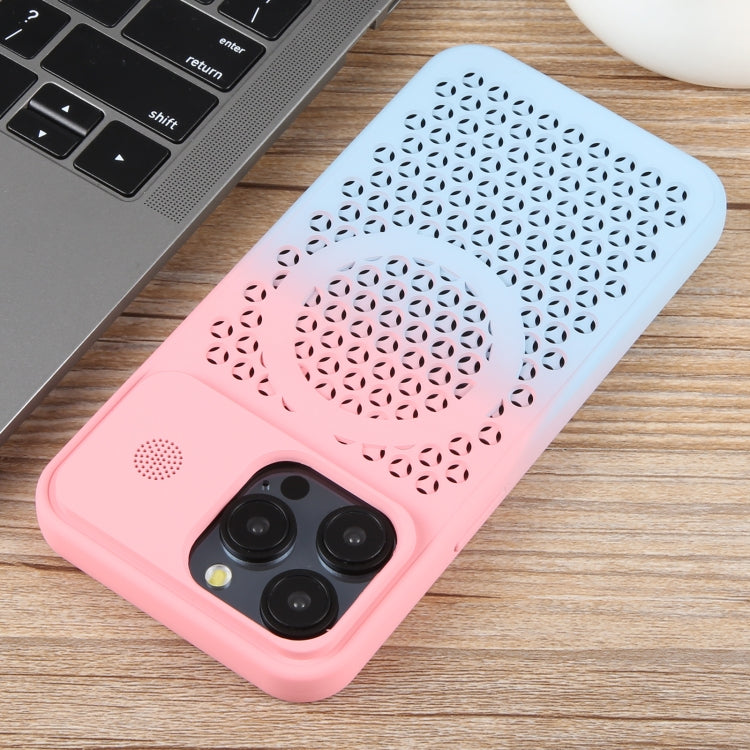 For iPhone 15 Pro Max Gradient Color Honeycomb Aromatherapy MagSafe Phone Case(Pink Blue) - HoMEdemic™ 