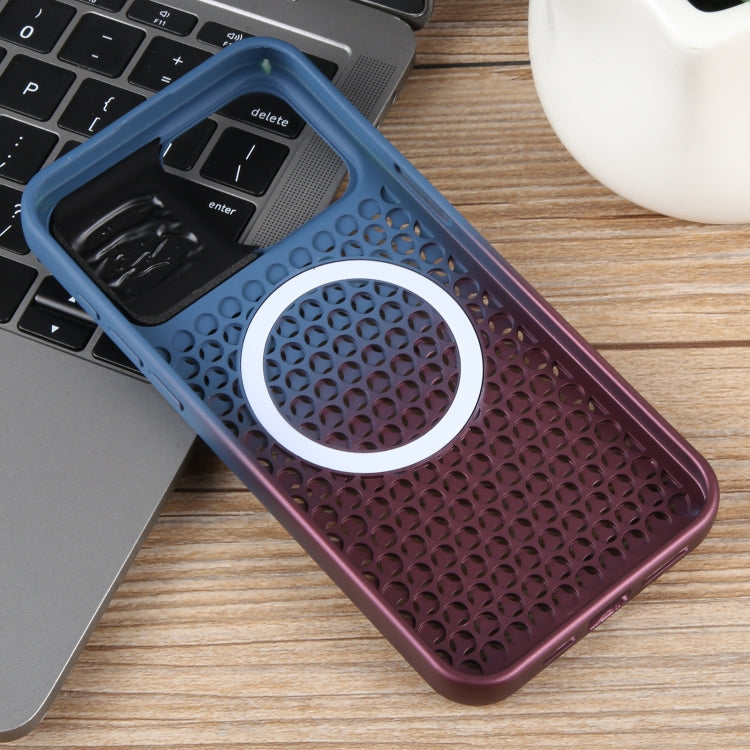 For iPhone 15 Pro Gradient Color Honeycomb Aromatherapy MagSafe Phone Case(Blue Red) - HoMEdemic™ 