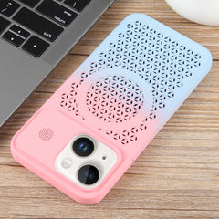 For iPhone 14 Gradient Color Honeycomb Aromatherapy MagSafe Phone Case(Pink Blue) - HoMEdemic™ 