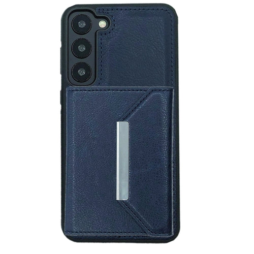 For Samsung Galaxy S24 5G Solid Color Metal Buckle Card Slots Bag Phone Case(Blue) - HoMEdemic™ 