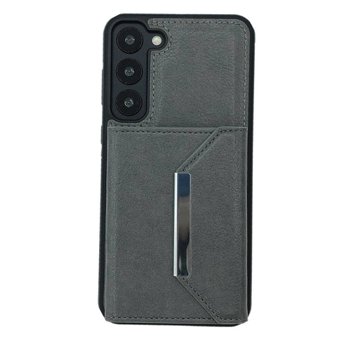 For Samsung Galaxy S24 5G Solid Color Metal Buckle Card Slots Bag Phone Case(Grey) - HoMEdemic™ 